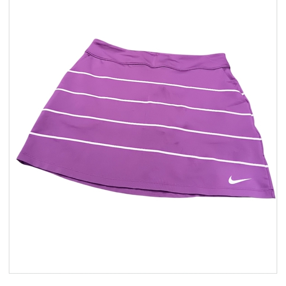 NIKE Dri-Fit Skirt Purle White Stripe Women Size M  Pockets Golf Active Tennis